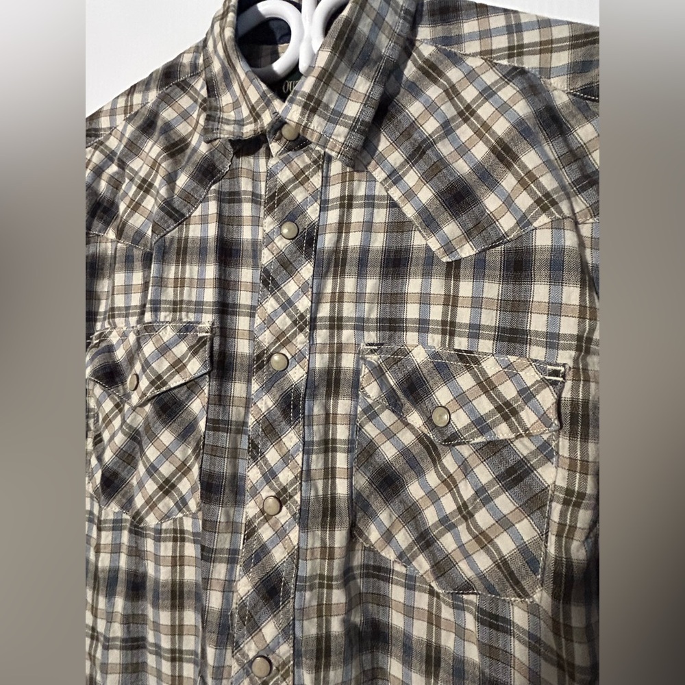 Men’s Pearl Snap Cotton Plaid Shirt